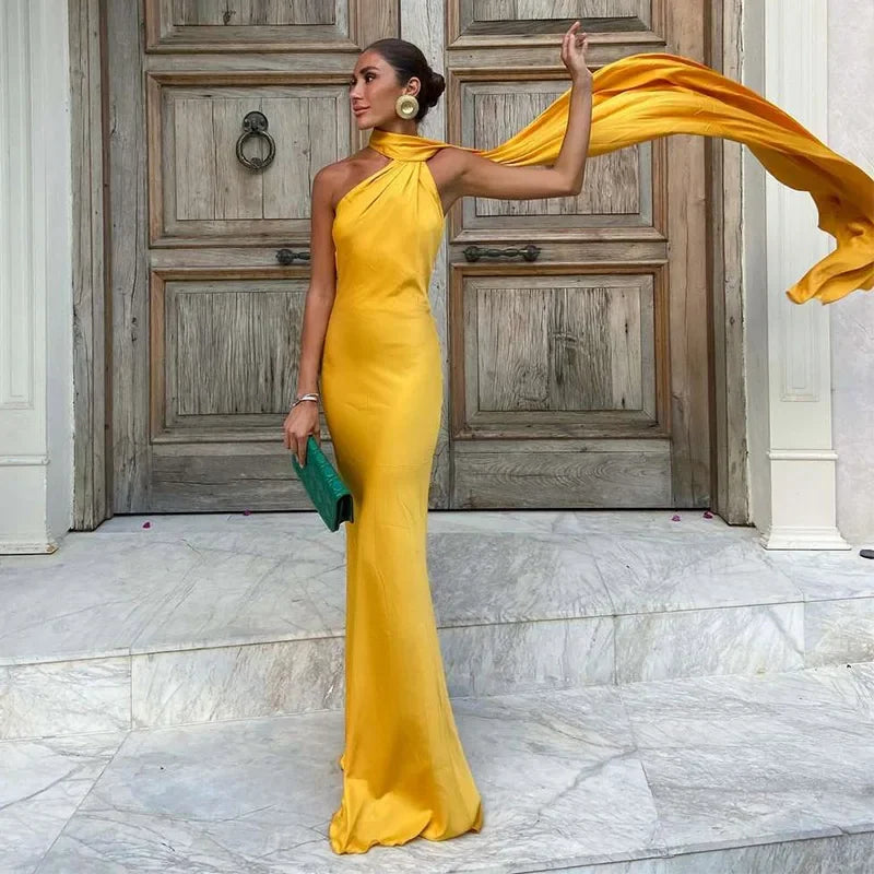 Elegant Satin Halter Slim