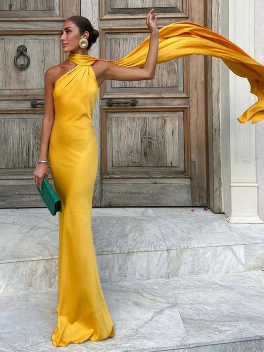 Elegant Satin Halter Slim