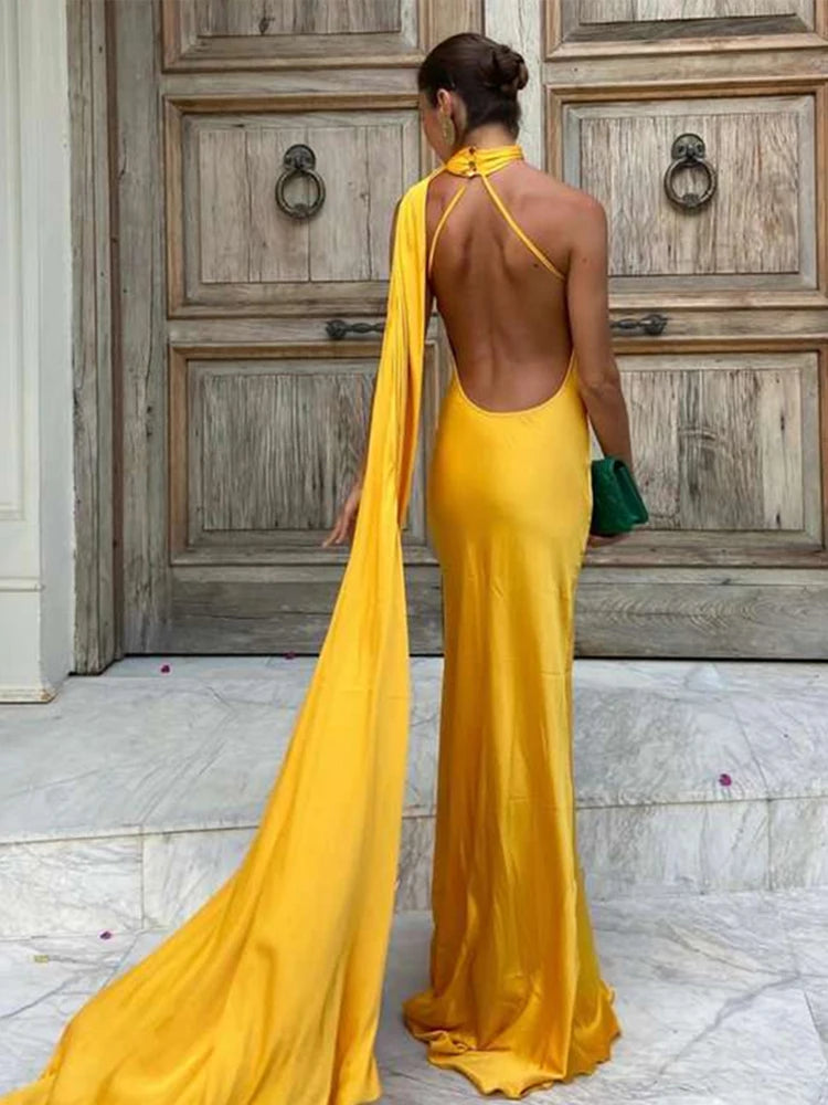 Elegant Satin Halter Slim