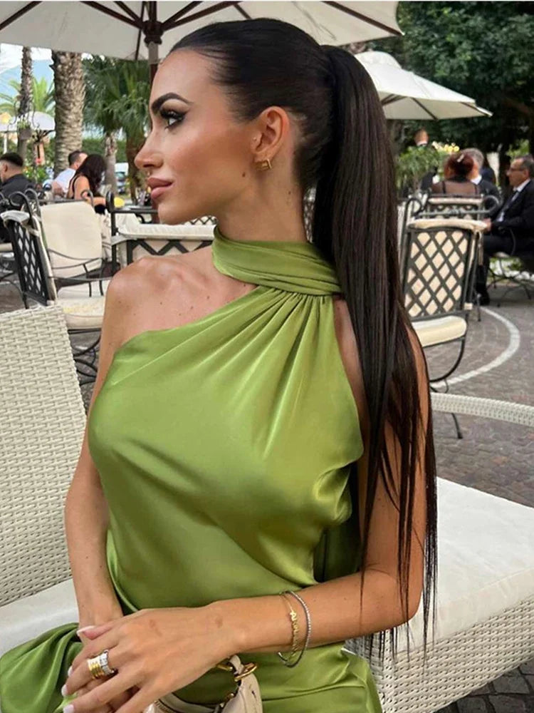 Elegant Satin Halter Slim